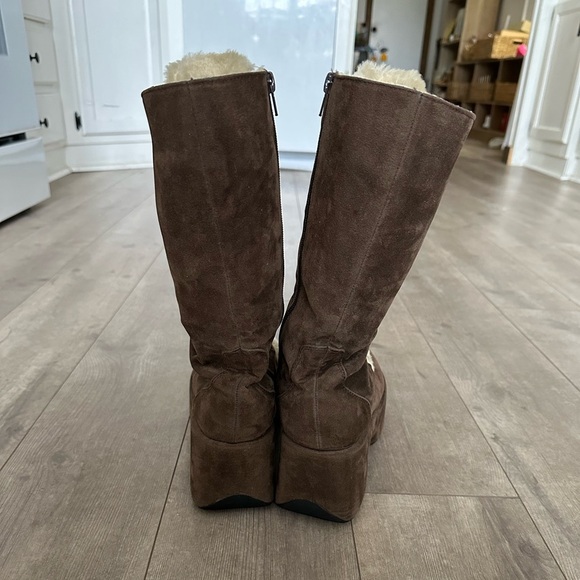 Gorgeous Vintage Suede Platform Furry Lace Up Winter Boots EUC size 9.5 - Picture 7 of 15